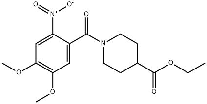 ethyl 1-[(4,5-dimethoxy-2-nitrophenyl)carbonyl]piperidine-4-carboxylate Struktur