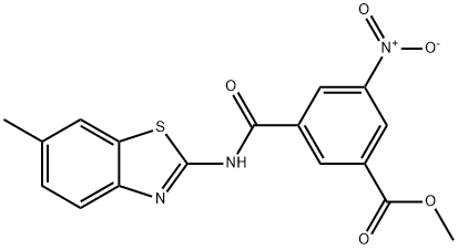 methyl 3-[(6-methyl-1,3-benzothiazol-2-yl)carbamoyl]-5-nitrobenzoate Struktur