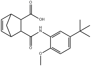 3-((5-(tert-butyl)-2-methoxyphenyl)carbamoyl)bicyclo[2.2.1]hept-5-ene-2-carboxylic acid Struktur