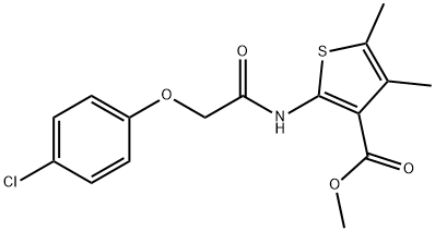 methyl 2-(2-(4-chlorophenoxy)acetamido)-4,5-dimethylthiophene-3-carboxylate Struktur