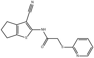 N-(3-cyano-5,6-dihydro-4H-cyclopenta[b]thiophen-2-yl)-2-(pyridin-2-ylsulfanyl)acetamide Struktur