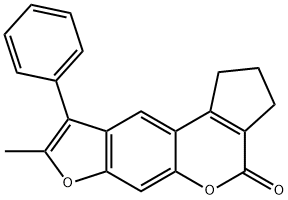 8-methyl-9-phenyl-2,3-dihydrocyclopenta[c]furo[3,2-g]chromen-4(1H)-one Struktur