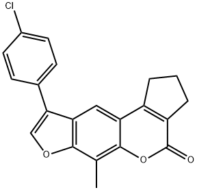 9-(4-chlorophenyl)-6-methyl-2,3-dihydrocyclopenta[c]furo[3,2-g]chromen-4(1H)-one Struktur