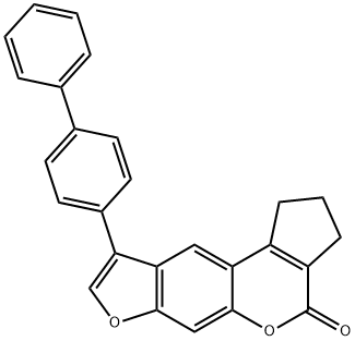 9-([1,1'-biphenyl]-4-yl)-2,3-dihydrocyclopenta[c]furo[3,2-g]chromen-4(1H)-one Struktur