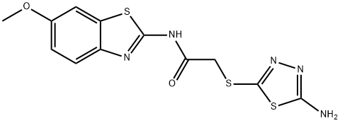 2-[(5-amino-1,3,4-thiadiazol-2-yl)sulfanyl]-N-(6-methoxy-1,3-benzothiazol-2-yl)acetamide Struktur