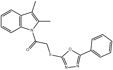 1-(2,3-dimethyl-1H-indol-1-yl)-2-[(5-phenyl-1,3,4-oxadiazol-2-yl)sulfanyl]ethanone Struktur