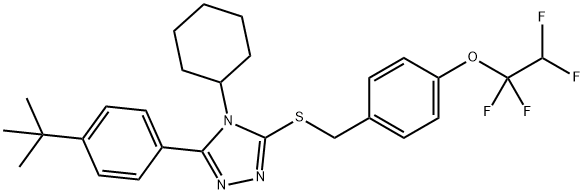 3-(4-tert-butylphenyl)-4-cyclohexyl-5-{[4-(1,1,2,2-tetrafluoroethoxy)benzyl]sulfanyl}-4H-1,2,4-triazole Struktur