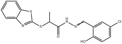 (E)-2-(benzo[d]thiazol-2-ylthio)-N'-(5-chloro-2-hydroxybenzylidene)propanehydrazide Struktur