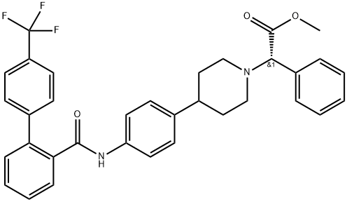 methyl (2S)-phenyl[4-[4-[[[4'-(trifluoromethyl)-2-biphenylyl]carbonyl]amino]phenyl]-1-piperidinyl]acetate Struktur