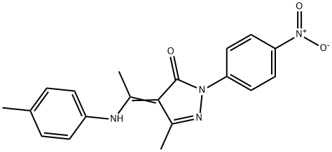 (4E)-5-methyl-4-{1-[(4-methylphenyl)amino]ethylidene}-2-(4-nitrophenyl)-2,4-dihydro-3H-pyrazol-3-one Struktur