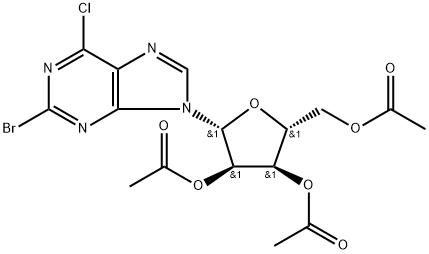 化合物 6-CHLORO-2-BROMO-9-(2,3,5-TRI-O-ACETYL)-BETA-D-RIBOFURANOSYL-9H-PURINE, 40896-58-0, 結(jié)構(gòu)式