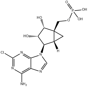 ((1R,2R,3S,5S)-4-(6-amino-2-chloro-9H-purin-9-yl)-2,3-dihydroxybicyclo[3.1.0]hexan-1-yl)methyldihydrogenphosphate Struktur