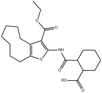 2-((3-(ethoxycarbonyl)-5,6,7,8,9,10-hexahydro-4H-cyclonona[b]thiophen-2-yl)carbamoyl)cyclohexanecarboxylic acid Struktur