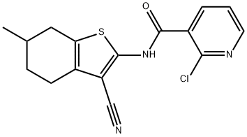 2-chloro-N-(3-cyano-6-methyl-4,5,6,7-tetrahydro-1-benzothien-2-yl)nicotinamide Struktur