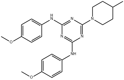 N,N'-bis(4-methoxyphenyl)-6-(4-methylpiperidin-1-yl)-1,3,5-triazine-2,4-diamine Struktur