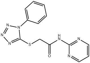 2-[(1-phenyl-1H-tetrazol-5-yl)sulfanyl]-N-(pyrimidin-2-yl)acetamide Struktur