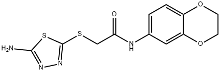 2-[(5-amino-1,3,4-thiadiazol-2-yl)sulfanyl]-N-(2,3-dihydro-1,4-benzodioxin-6-yl)acetamide Struktur