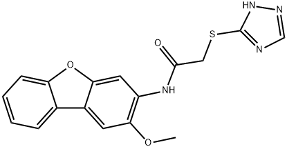 N-(2-methoxydibenzo[b,d]furan-3-yl)-2-(1H-1,2,4-triazol-3-ylsulfanyl)acetamide Struktur