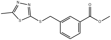 methyl 3-(((5-methyl-1,3,4-thiadiazol-2-yl)thio)methyl)benzoate Struktur