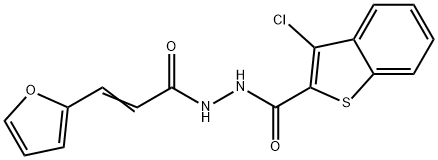 3-chloro-N'-[(2E)-3-(furan-2-yl)prop-2-enoyl]-1-benzothiophene-2-carbohydrazide Struktur