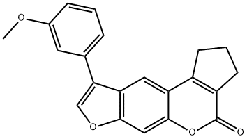 9-(3-methoxyphenyl)-2,3-dihydrocyclopenta[c]furo[3,2-g]chromen-4(1H)-one Struktur