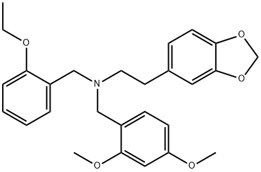 2-(1,3-benzodioxol-5-yl)-N-(2,4-dimethoxybenzyl)-N-(2-ethoxybenzyl)ethanamine Struktur