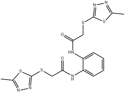 N,N'-benzene-1,2-diylbis{2-[(5-methyl-1,3,4-thiadiazol-2-yl)sulfanyl]acetamide} Struktur