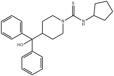 N-cyclopentyl-4-[hydroxy(diphenyl)methyl]piperidine-1-carbothioamide Struktur