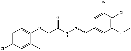 (E)-N'-(3-bromo-4-hydroxy-5-methoxybenzylidene)-2-(4-chloro-2-methylphenoxy)propanehydrazide Struktur