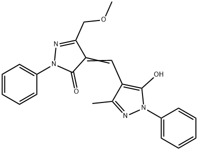 (E)-4-((5-hydroxy-3-methyl-1-phenyl-1H-pyrazol-4-yl)methylene)-3-(methoxymethyl)-1-phenyl-1H-pyrazol-5(4H)-one Struktur