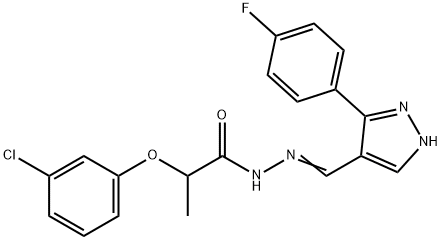 (E)-2-(3-chlorophenoxy)-N'-((3-(4-fluorophenyl)-1H-pyrazol-4-yl)methylene)propanehydrazide Struktur