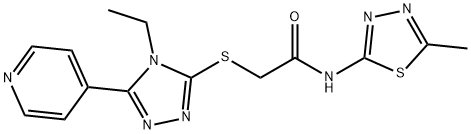 2-{[4-ethyl-5-(4-pyridinyl)-4H-1,2,4-triazol-3-yl]thio}-N-(5-methyl-1,3,4-thiadiazol-2-yl)acetamide Struktur