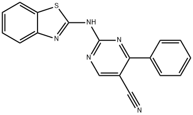 2-(1,3-benzothiazol-2-ylamino)-4-phenylpyrimidine-5-carbonitrile Struktur