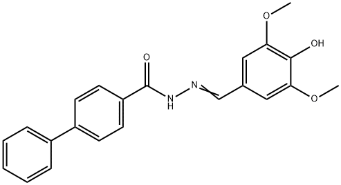 (E)-N'-(4-hydroxy-3,5-dimethoxybenzylidene)-[1,1'-biphenyl]-4-carbohydrazide Struktur