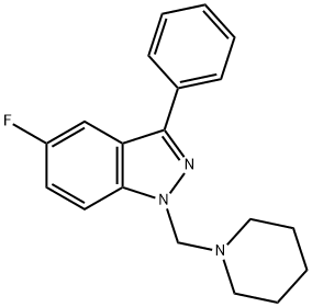 5-Fluoro-3-phenyl-1-(piperidin-1-ylmethyl)-1H-indazole Struktur