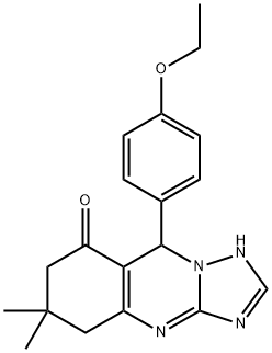 9-(4-ethoxyphenyl)-6,6-dimethyl-5,6,7,9-tetrahydro[1,2,4]triazolo[5,1-b]quinazolin-8(4H)-one Struktur