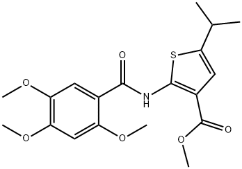 methyl 5-isopropyl-2-(2,4,5-trimethoxybenzamido)thiophene-3-carboxylate Struktur