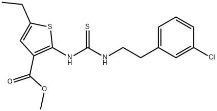 methyl 2-(3-(3-chlorophenethyl)thioureido)-5-ethylthiophene-3-carboxylate Struktur