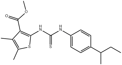 methyl 2-(3-(4-(sec-butyl)phenyl)thioureido)-4,5-dimethylthiophene-3-carboxylate Struktur