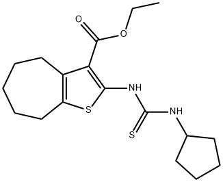 ethyl 2-(3-cyclopentylthioureido)-5,6,7,8-tetrahydro-4H-cyclohepta[b]thiophene-3-carboxylate Struktur