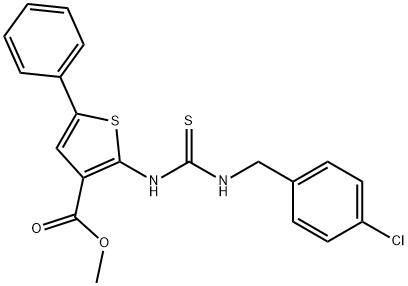 methyl 2-(3-(4-chlorobenzyl)thioureido)-5-phenylthiophene-3-carboxylate Struktur