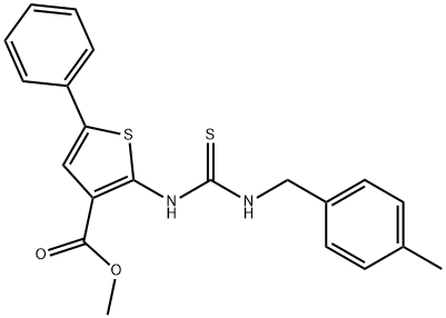 methyl 2-(3-(4-methylbenzyl)thioureido)-5-phenylthiophene-3-carboxylate Struktur