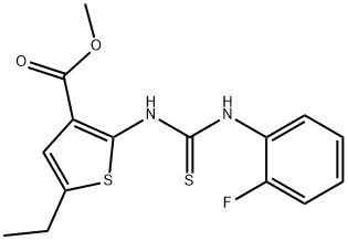 methyl 5-ethyl-2-(3-(2-fluorophenyl)thioureido)thiophene-3-carboxylate Struktur