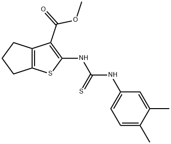 methyl 2-(3-(3,4-dimethylphenyl)thioureido)-5,6-dihydro-4H-cyclopenta[b]thiophene-3-carboxylate Struktur