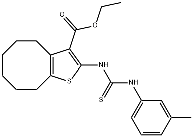 ethyl 2-(3-(m-tolyl)thioureido)-4,5,6,7,8,9-hexahydrocycloocta[b]thiophene-3-carboxylate Struktur