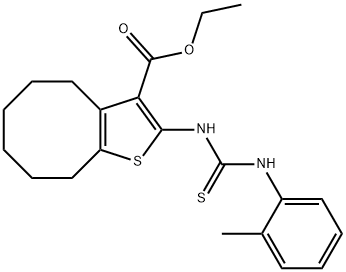 ethyl 2-(3-(o-tolyl)thioureido)-4,5,6,7,8,9-hexahydrocycloocta[b]thiophene-3-carboxylate Struktur