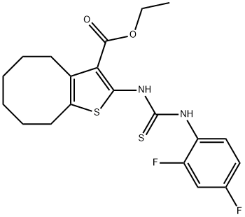 ethyl 2-(3-(2,4-difluorophenyl)thioureido)-4,5,6,7,8,9-hexahydrocycloocta[b]thiophene-3-carboxylate Struktur