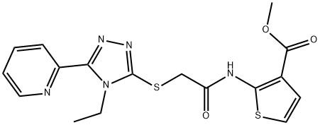 methyl 2-(2-((4-ethyl-5-(pyridin-2-yl)-4H-1,2,4-triazol-3-yl)thio)acetamido)thiophene-3-carboxylate Structure