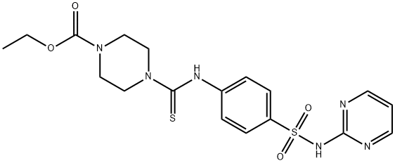 ethyl 4-((4-(N-(pyrimidin-2-yl)sulfamoyl)phenyl)carbamothioyl)piperazine-1-carboxylate Struktur