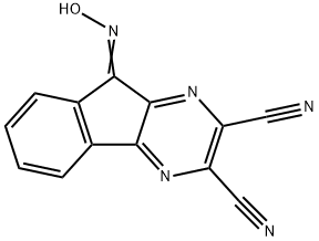 (9E)-9-hydroxyiminoindeno[1,2-e]pyrazine-2,3-dicarbonitrile Struktur